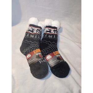 2x Mac Tools Sherpa Lined Socks Slip Resistant Bottom Navy Blue & Gray